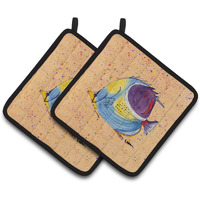"Caroline's Treasures Tropical Fish Pair of Pot Holders 8529PTHD, 7.5HX7.5W, Multicolor"