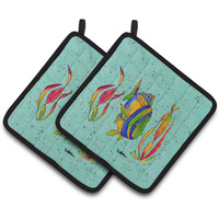 "Caroline's Treasures Tropical Fish Pair of Pot Holders 8530PTHD, 7.5HX7.5W, Multicolor"