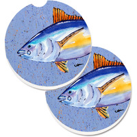 "Caroline's Treasures Tuna Fish Set of 2 Cup Holder Car Coasters 8535CARC, 2.56, Multicolor"