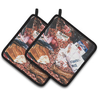 "Caroline's Treasures Red Beans & Rice Pair of Pot Holders 8536PTHD, 7.5HX7.5W, Multicolor"