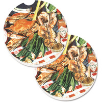 "Caroline's Treasures Crab Boil Set of 2 Cup Holder Car Coasters 8537CARC, 2.56, Multicolor"