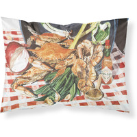 "Caroline's Treasures 8537PILLOWCASE Crab Boil Moisture Wicking Fabric Standard Pillowcase, Large, Multicolor"