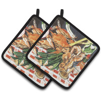 "Caroline's Treasures Crab Boil Pair of Pot Holders 8537PTHD, 7.5HX7.5W, Multicolor"
