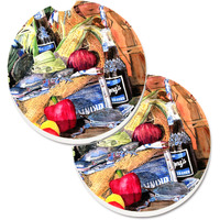 "Caroline's Treasures Barq's & Crabs Set of 2 Cup Holder Car Coasters 8538CARC, 2.56, Multicolor"