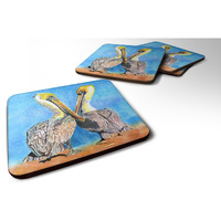 "Caroline's Treasures 8539FC Bird-Pelican Foam Coasters (Set of 4), 3.5"" H x 3.5"" W, Multicolor"