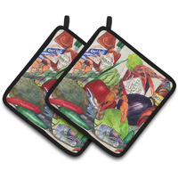 "Caroline's Treasures Louisiana Spices Pair of Pot Holders 8540-1PTHD, 7.5HX7.5W, Multicolor"