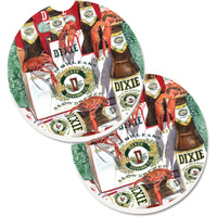 "Caroline's Treasures Dixie Beer & Crawfish New Orleans Set of 2 Cup Holder Car Coasters 8541CARC, 2.56, Multicolor"