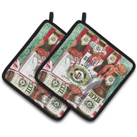 "Caroline's Treasures Dixie Beer & Crawfish New Orleans Pair of Pot Holders 8541PTHD, 7.5HX7.5W, Multicolor"