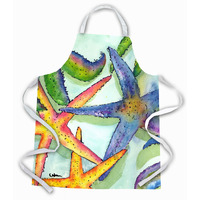 "Caroline's Treasures 8542APRON Starfish Apron, Large, Multicolor"