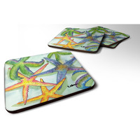 "Caroline's Treasures 8542FC Starfish Foam Coasters (Set of 4), 3.5"" H x 3.5"" W, Multicolor"