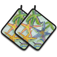 "Caroline's Treasures Starfish Pair of Pot Holders 8542PTHD, 7.5HX7.5W, Multicolor"