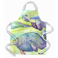 "Caroline's Treasures 8544APRON Manatee Apron, Large, Multicolor"