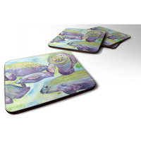 "Caroline's Treasures 8544FC Manatee Foam Coasters (Set of 4), 3.5"" H x 3.5"" W, Multicolor"