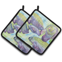"Caroline's Treasures Manatee Pair of Pot Holders 8544PTHD, 7.5HX7.5W, Multicolor"