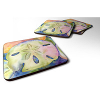 "Caroline's Treasures 8545FC Sand Dollar Foam Coasters (Set of 4), 3.5"" H x 3.5"" W, Multicolor"