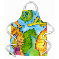 "Caroline's Treasures 8546APRON Seahorse Apron, Large, Multicolor"