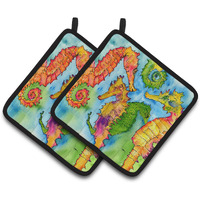 "Caroline's Treasures Seahorse Pair of Pot Holders 8546PTHD, 7.5HX7.5W, Multicolor"