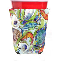 "Crab , Shrimp and Oysters Red Solo Cup Beverage Insulator Hugger"