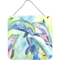 "Caroline's Treasures 8548DS66 Dolphin Aluminum Metal Wall or Door Hanging Prints, 6 x 6"", Multicolor"