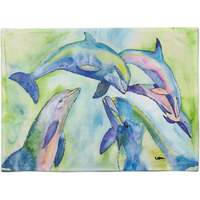 "Caroline's Treasures 8548PLMT Dolphin Fabric Placemat, Multicolor"