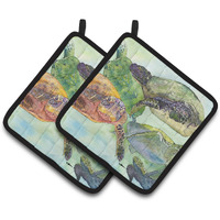 "Caroline's Treasures Turtle Pair of Pot Holders 8549PTHD, 7.5HX7.5W, Multicolor"