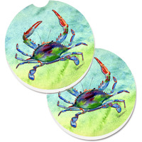 "Caroline's Treasures Crab Set of 2 Cup Holder Car Coasters 8550CARC, 2.56, Multicolor"
