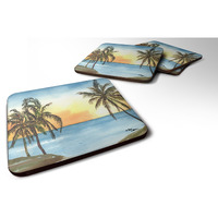 "Caroline's Treasures 8551FC Palm Tree Foam Coasters (Set of 4), 3.5"" H x 3.5"" W, Multicolor"