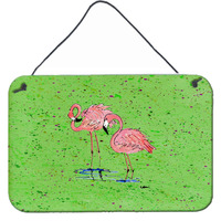 "Caroline's Treasures 8567DS812 Flamingo Aluminum Metal Wall or Door Hanging Prints, 8 x 12"""