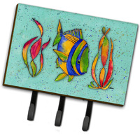 "Caroline's Treasures 8569TH68 Tropical Fish on Teal Leash or Key Holder, Large, Multicolor"