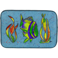 "Caroline's Treasures Tropical Fish on Blue Dish Drying Mat, 14"" x 21"", Multicolor"