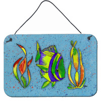 "Caroline's Treasures 8570DS812 Tropical Fish on Blue Aluminum Metal Wall or Door Hanging Prints, 8 x 12"""