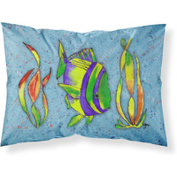 "Caroline's Treasures 8570PILLOWCASE Tropical Fish On Blue Moisture Wicking Fabric Standard Pillowcase, Large, Multicolor"