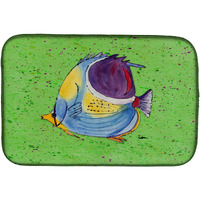"Caroline's Treasures Tropical Fish On Green Dish Drying Mat, 14"" x 21"", Multicolor"