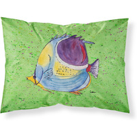 "Caroline's Treasures 8574PILLOWCASE Tropical Fish On Green Moisture Wicking Fabric Standard Pillowcase, Large, Multicolor"