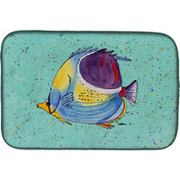 "Caroline's Treasures Tropical Fish On Teal Dish Drying Mat, 14"" x 21"", Multicolor"