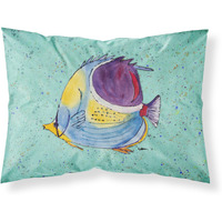 "Caroline's Treasures 8576PILLOWCASE Tropical Fish On Teal Moisture Wicking Fabric Standard Pillowcase, Large, Multicolor"