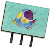"Caroline's Treasures 8576TH68 Tropical Fish on Teal Leash or Key Holder, Large, Multicolor"