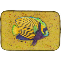 "Caroline's Treasures Tropical Fish on Mustard Dish Drying Mat, 14"" x 21"", Multicolor"