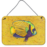 "Caroline's Treasures Tropical Fish on Mustard Aluminum Metal Wall or Door Hanging Prints, 8 x 12"""