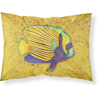 "Caroline's Treasures 8577PILLOWCASE Tropical Fish On Mustard Moisture Wicking Fabric Standard Pillowcase, Large, Multicolor"