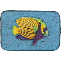 "Caroline's Treasures Tropical Fish on Blue Dish Drying Mat, 14 x 21, Multicolor"