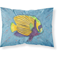 "Caroline's Treasures 8579PILLOWCASE Tropical Fish On Blue Moisture Wicking Fabric Standard Pillowcase, Large, Multicolor"