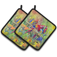 "Caroline's Treasures Parrots Galore Pair of Pot Holders 8600-2PTHD, 7.5HX7.5W, Multicolor"