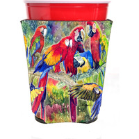 "Caroline's Treasures 8600RSC Parrot Head Group Red Solo Cup Hugger, Multicolor"