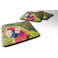 "Caroline's Treasures 8601FC Parrot Foam Coasters (Set of 4), 3.5"" H x 3.5"" W, Multicolor"