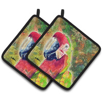 "Caroline's Treasures Parrot Head Pair of Pot Holders 8601PTHD, 7.5HX7.5W, Multicolor"