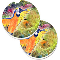 "Caroline's Treasures Parrot Head Set of 2 Cup Holder Car Coasters 8602CARC, 2.56, Multicolor"
