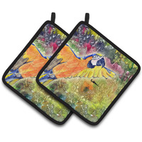 "Caroline's Treasures Parrot Head Pair of Pot Holders 8602PTHD, 7.5HX7.5W, Multicolor"
