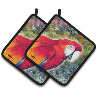 "Caroline's Treasures Parrot Head Pair of Pot Holders 8603PTHD, 7.5HX7.5W, Multicolor"