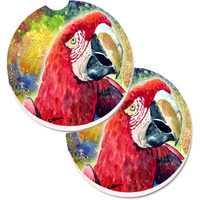 "Caroline's Treasures Bird - parrot Set of 2 Cup Holder Car Coasters 8607CARC, 2.56, Multicolor"